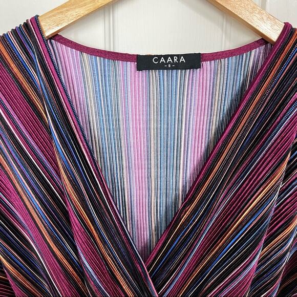 Anthropologie x CAARA Gillian Pleated Midi Burgundy Striped Dress Small New - Picture 8 of 11